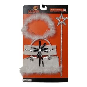 NEW Angel Costume Accessory Halloween Set Halo Headband, Wand, Cuffs, Choker